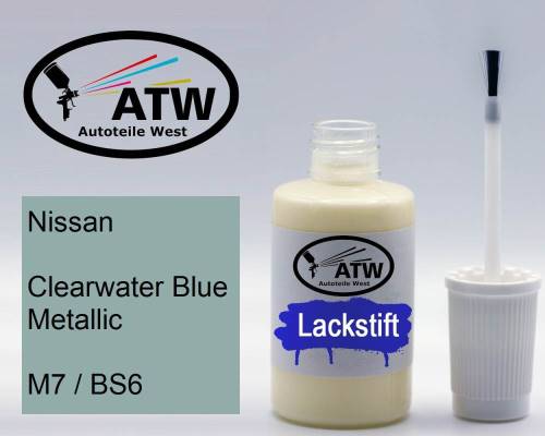 Nissan, Clearwater Blue Metallic, M7 / BS6: 20ml Lackstift, von ATW Autoteile West.